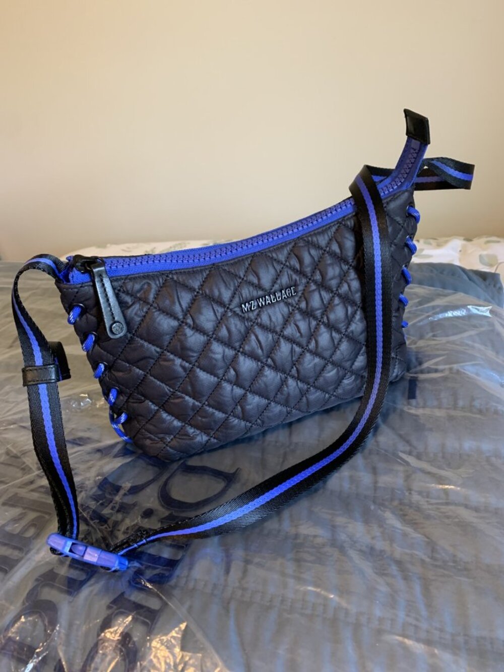 MZ Wallace Nylon Crossbody Black and Blue NWOT